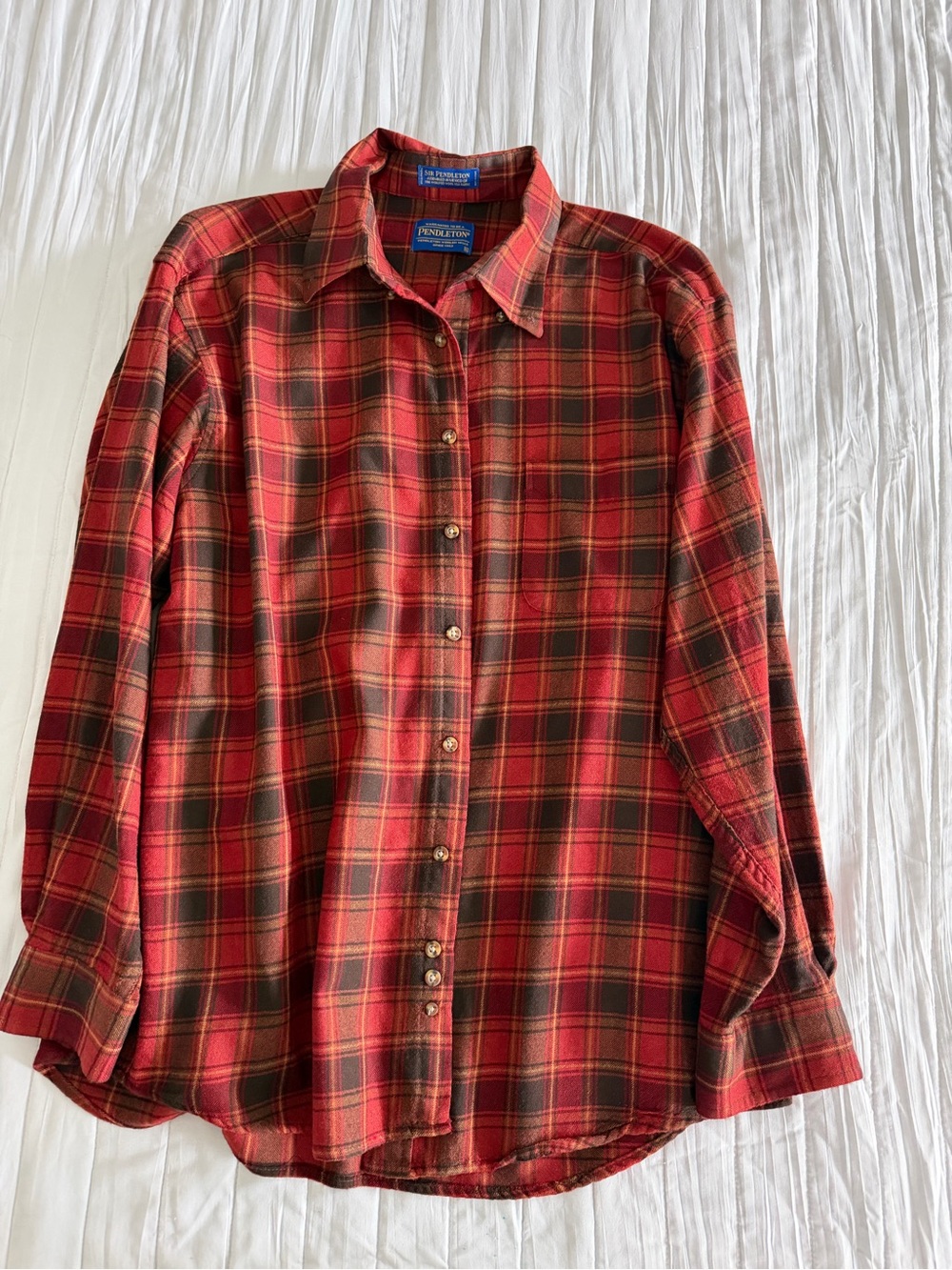 Pendleton Red and Green Plaid Button-Down Shirt